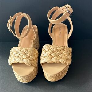 Marc Fisher Tan Woven Platform Sandals